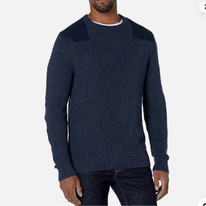 Goodthreads Men's Navy Military Ribbed‎ Knit Elbow Patch Crewneck Sweater XXL